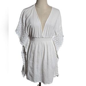 Sea Spice White And Crochet Cotton Beach Swim  Cover-Up